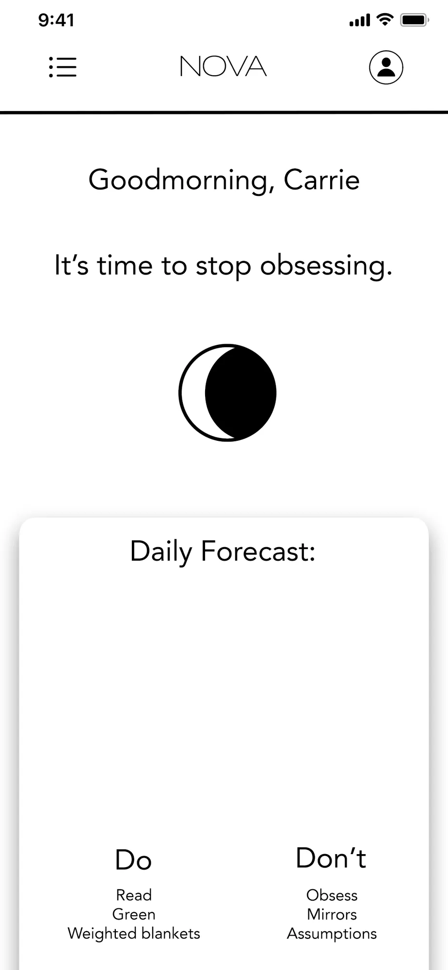Dashboard wireframe