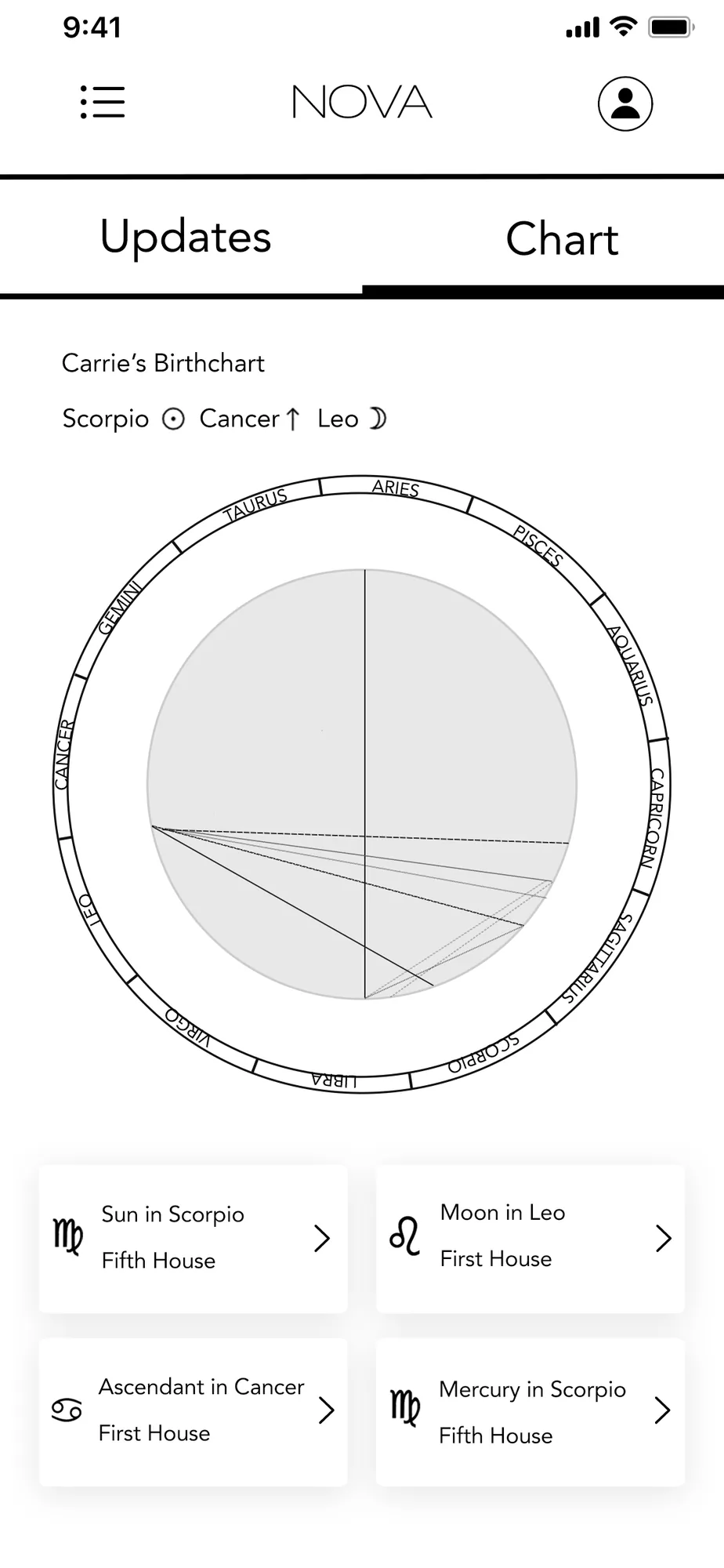 Birth chart wireframe 1